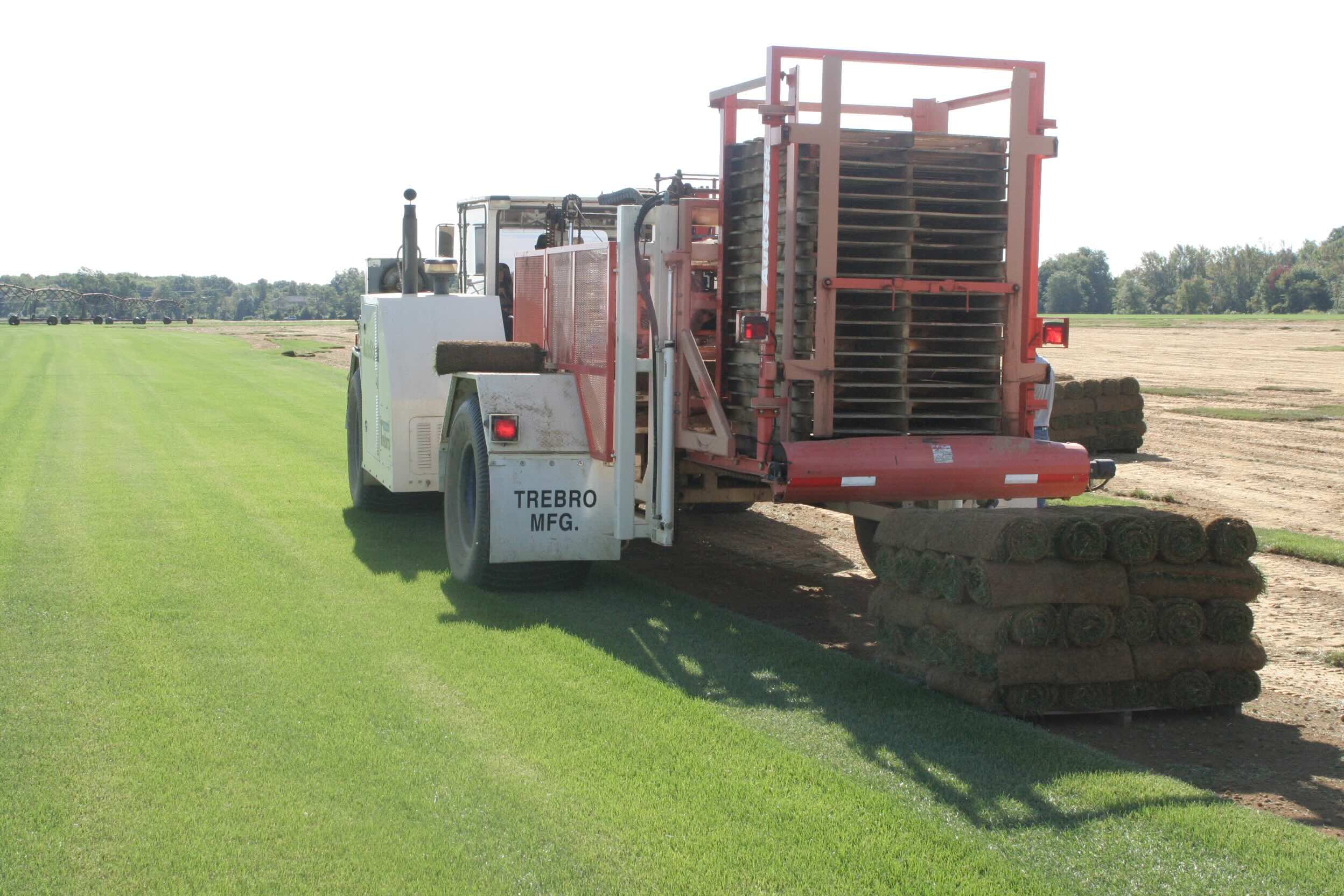 Sod harvesting equipment on the farm